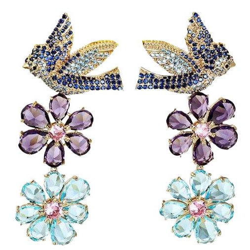 Multicolored Crystal Goldfish Statement Chandelier Earrings
