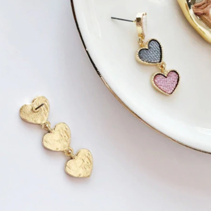 Multicolored Interlocking Heart Dangle Earrings