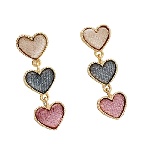 Multicolored Interlocking Heart Dangle Earrings