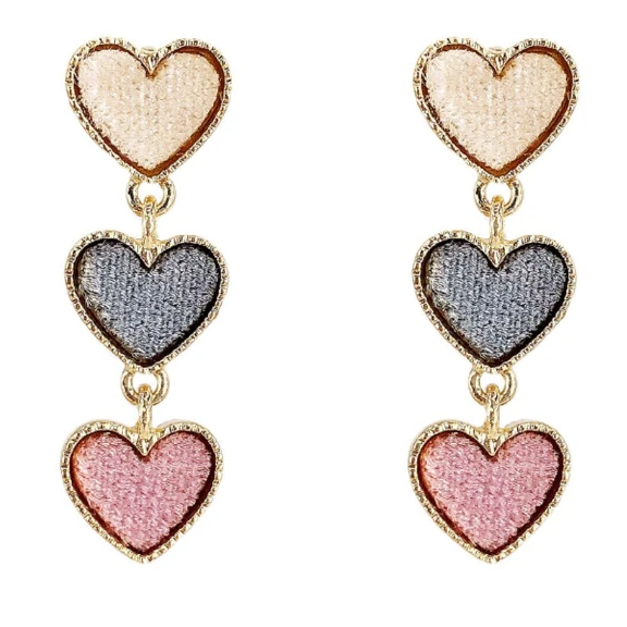 Pink Heart Tassel Earrings
