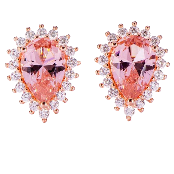 Pear-Shaped Morganite Rose Gold Stud Earrings