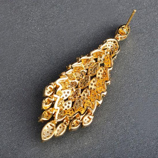 Mystère D'amour Golden Chandelier Drop Earrings