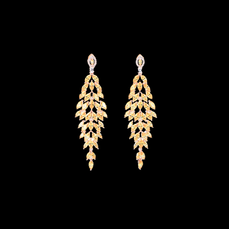 Pomona Rose Gold Leaf Chandelier Drop Earrings