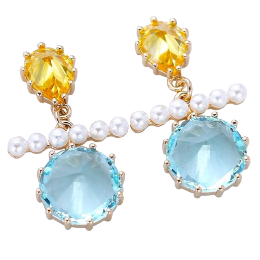 Blue Rhinestone Pavé Teardrop Hoop Earrings