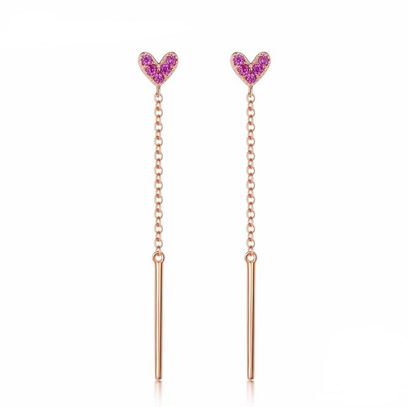 Spring Love Heart-Shaped Stud Drop Earrings