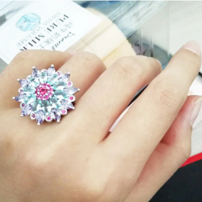 Multicolor Gemstone Flower Ring