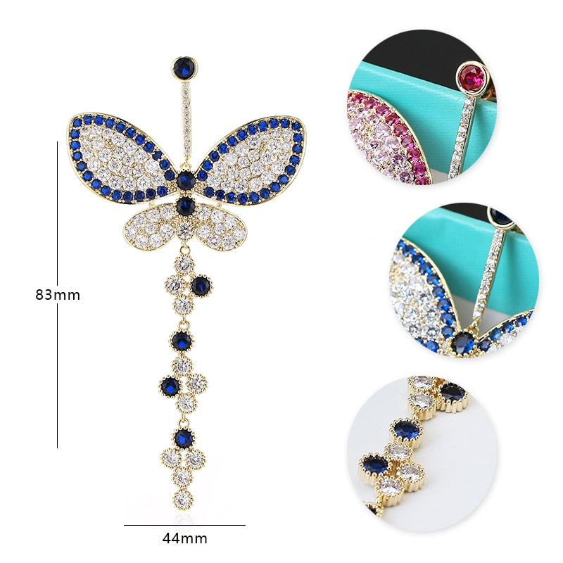 Luxe Crystal Butterfly Tassel Earrings