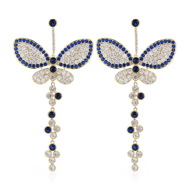 Luxe Crystal Bird and Flower Drop Earrings