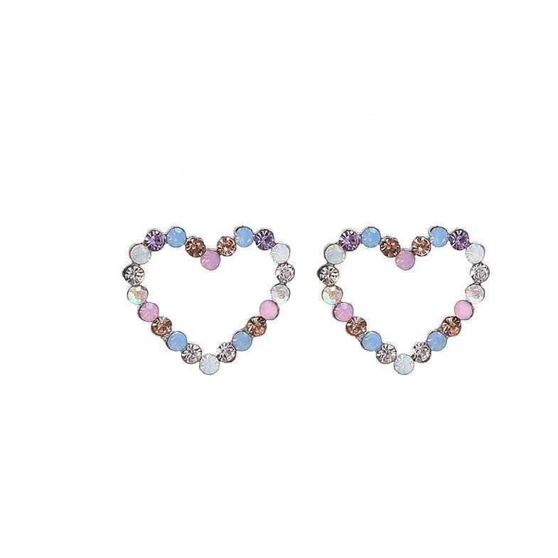 Sugar Plum Drusy Heart Stud Drop Earrings