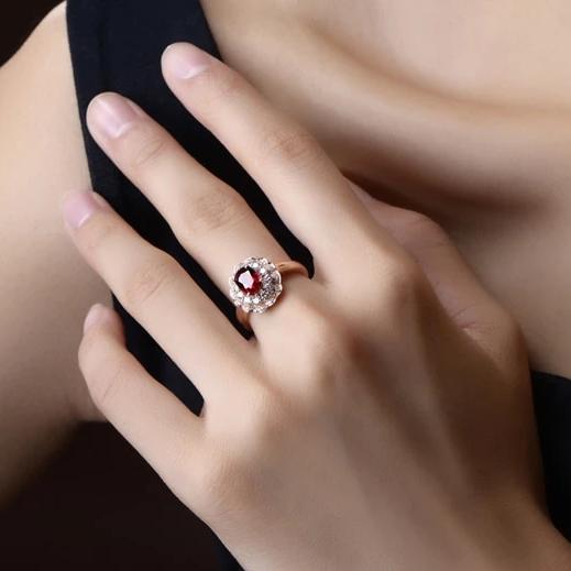 KP Flower Ruby Engagement Ring