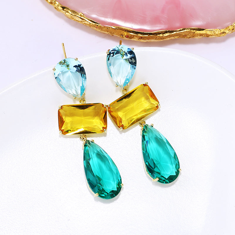 Monteverde Geometric Multi-Colored Drop Earrings