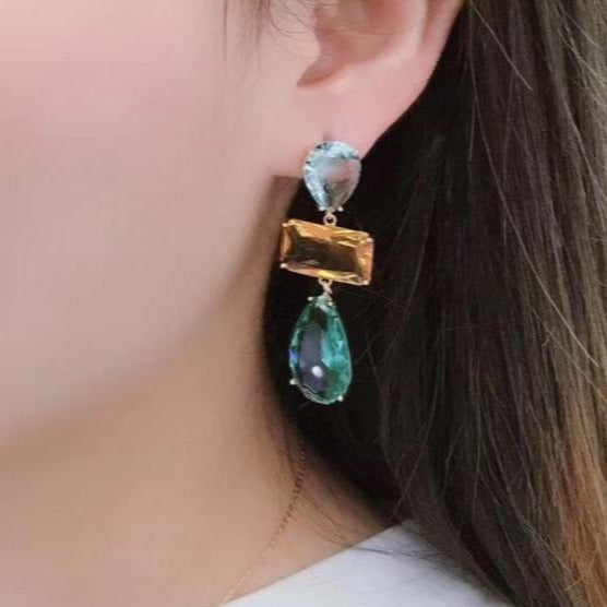 Monteverde Geometric Multi-Colored Drop Earrings