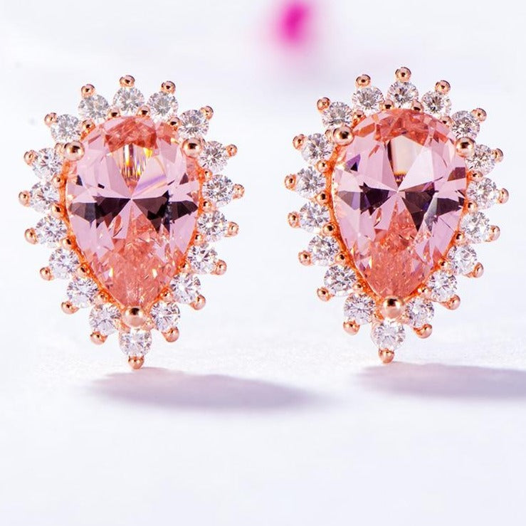 Pear-Shaped Morganite Rose Gold Stud Earrings