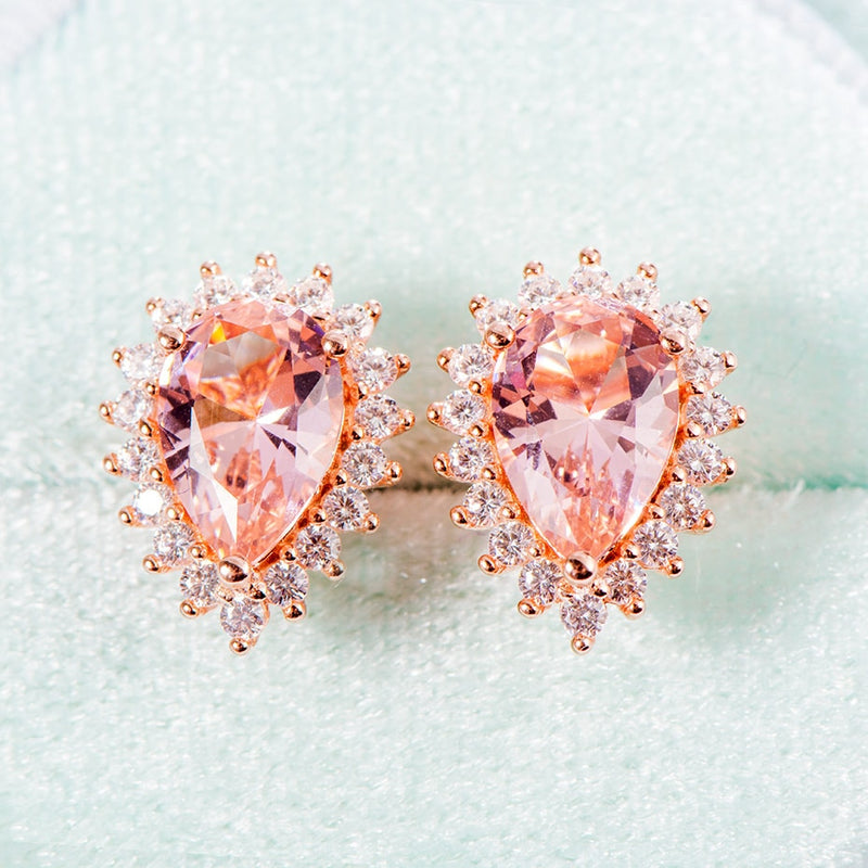 Pear-Shaped Morganite Rose Gold Stud Earrings