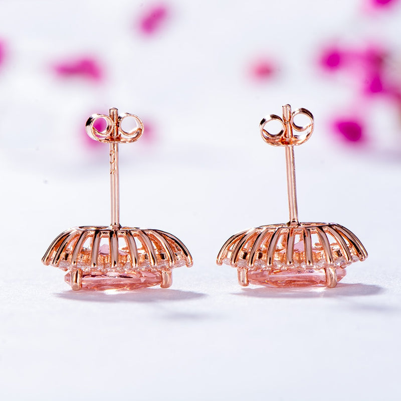 Pear-Shaped Morganite Rose Gold Stud Earrings