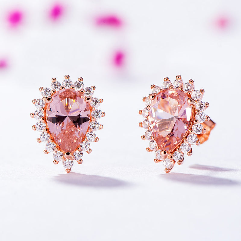 Pear-Shaped Morganite Rose Gold Stud Earrings