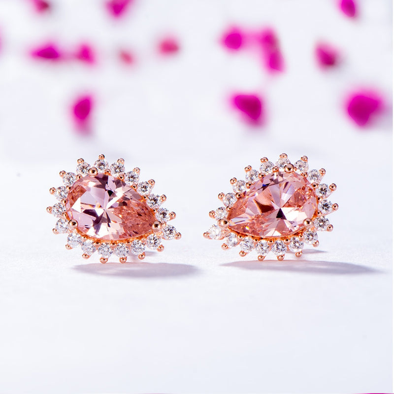 Pear-Shaped Morganite Rose Gold Stud Earrings