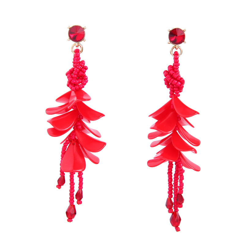 Red Heart Crystal Statement Earrings