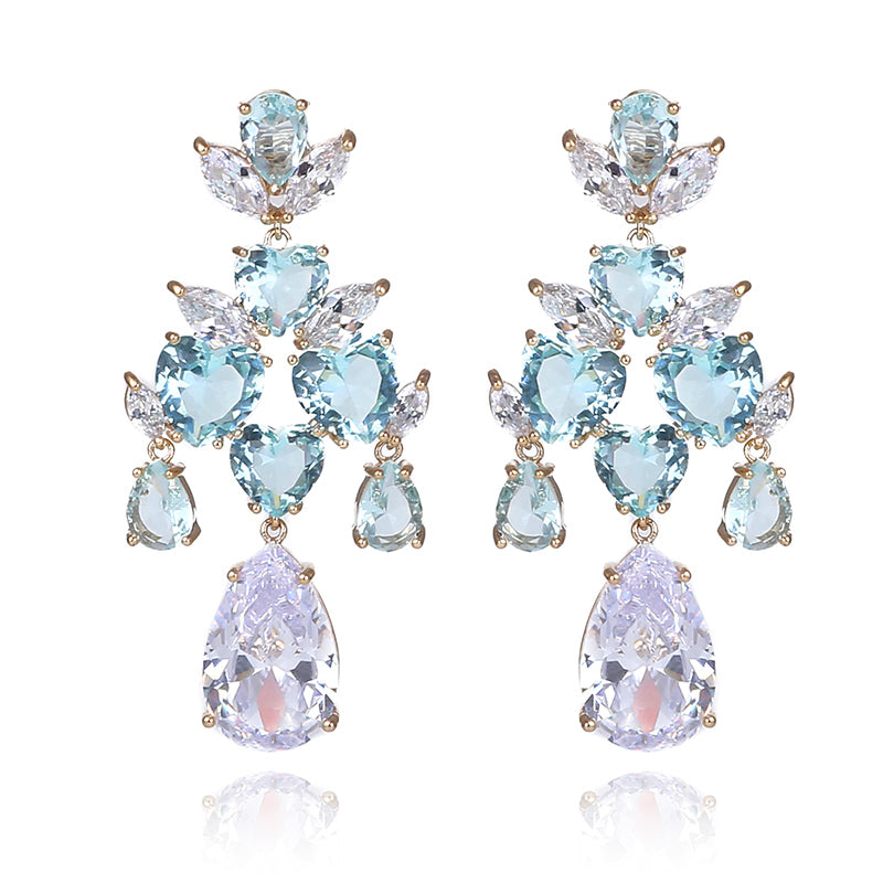 Crystal Water Drop Chandelier Earrings