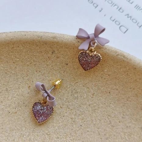 Sugar Plum Drusy Heart Stud Drop Earrings