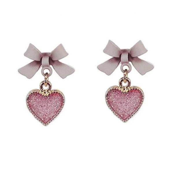 Sugar Plum Drusy Heart Stud Drop Earrings