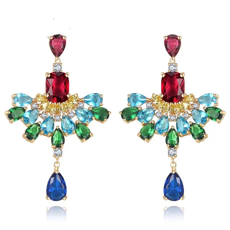 Macaw Hyperbole Multicolor Crystal Drop Earrings