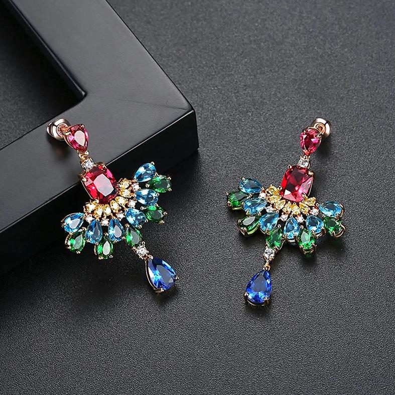 Macaw Hyperbole Multicolor Crystal Drop Earrings