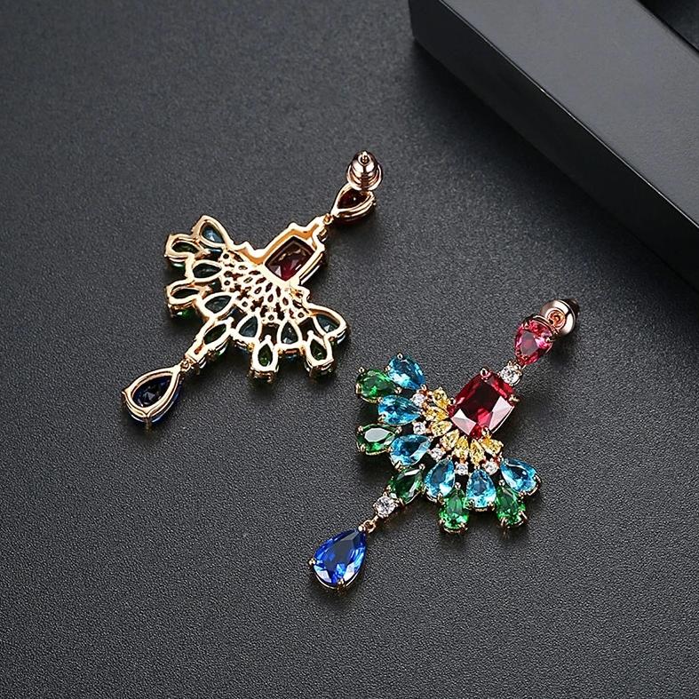 Macaw Hyperbole Multicolor Crystal Drop Earrings