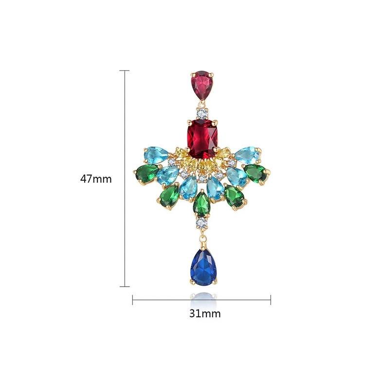 Macaw Hyperbole Multicolor Crystal Drop Earrings