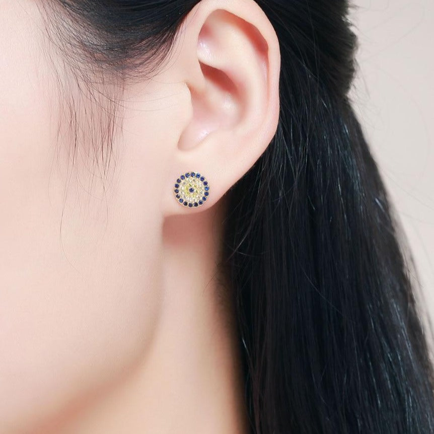 Gold Evil Eye Stud Earrings