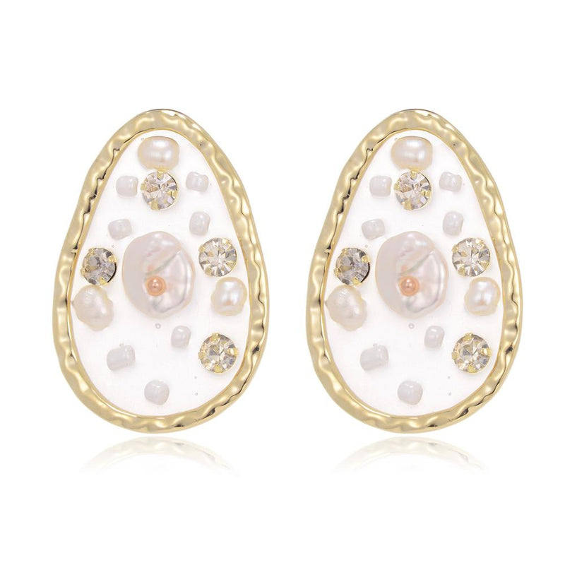 Translucent Pear Shaped Pearl Stud Earrings