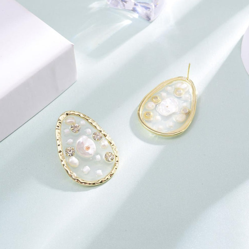 Translucent Pear Shaped Pearl Stud Earrings