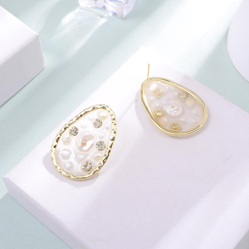 Translucent Pear Shaped Pearl Stud Earrings