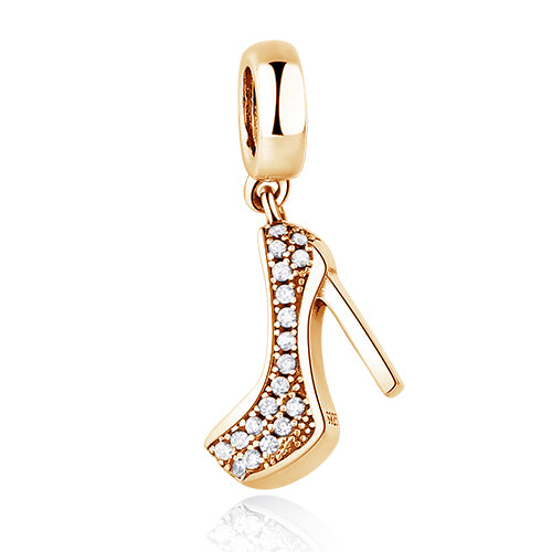 Golden Fashion Pump Dangle Charm with Necklace Chain