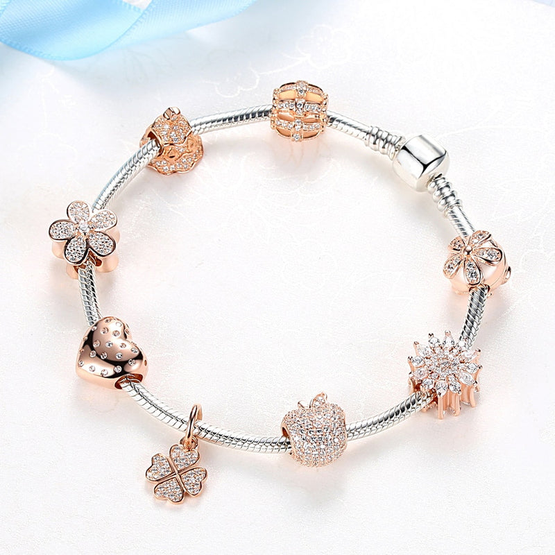 Rose Gold Sparkling Heart Charm