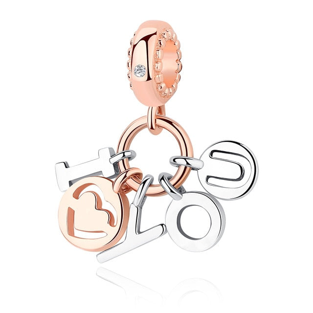 Rose Gold Sparkling Heart Charm