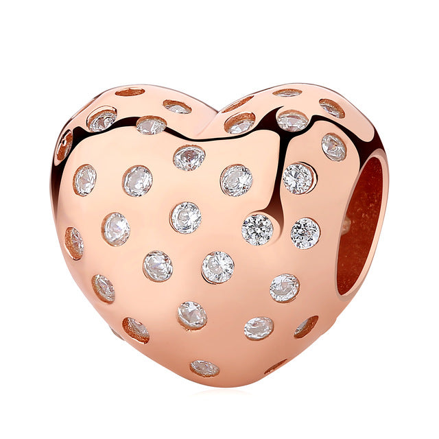 Rose Gold Sparkling Heart Charm