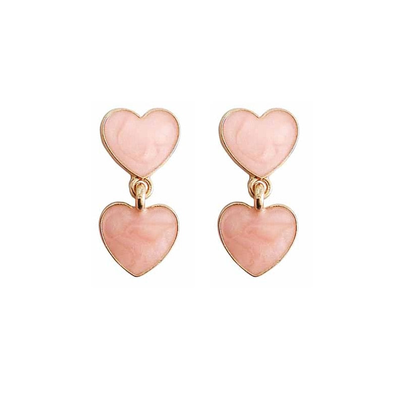 Sugar Plum Drusy Heart Stud Drop Earrings