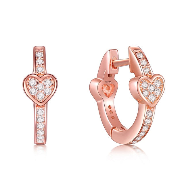 Rose Gold Heart-Shaped Huggie Hoop Earrings