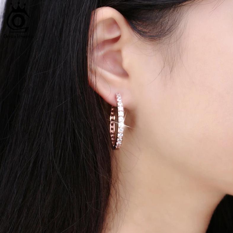 Rose Gold Big Crystal Hoop Earrings