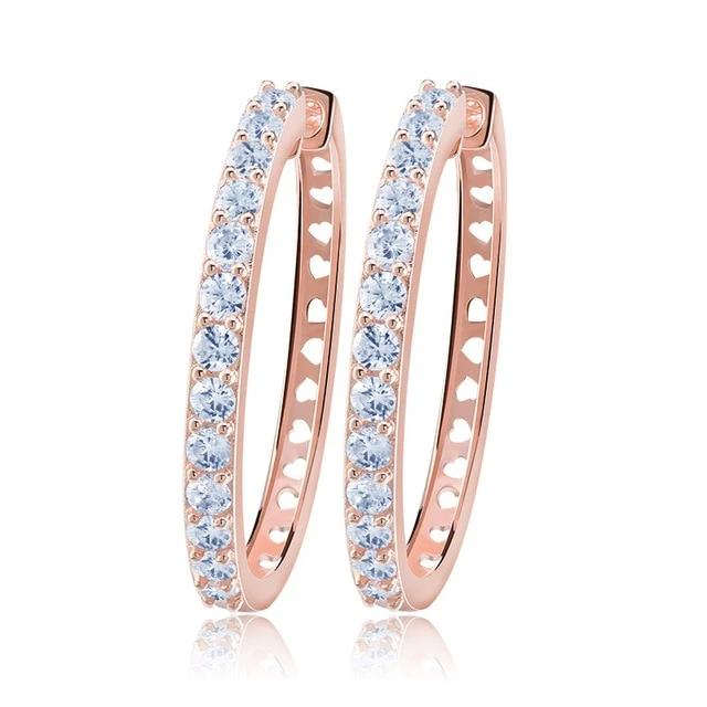 Rose Gold Big Crystal Hoop Earrings