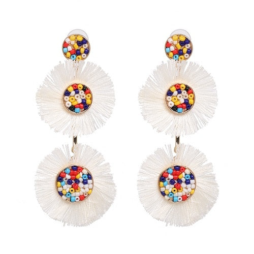 Flora Multicolor Fashion Bead Circular Drop Earrings