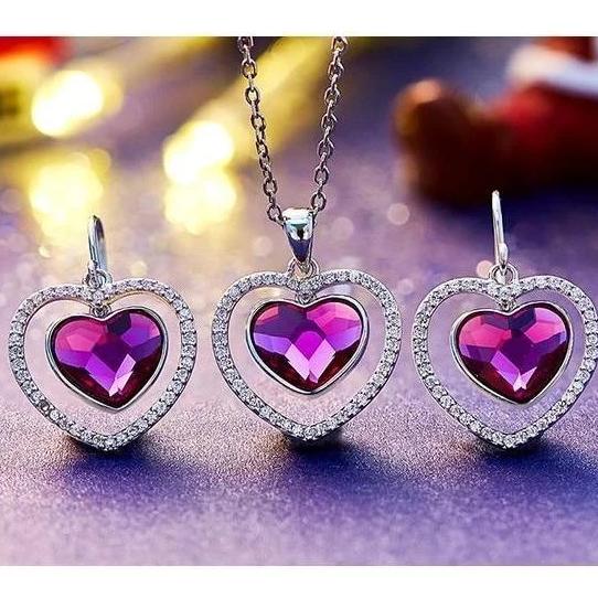 Swarovski Crystal Heart Jewelry Set