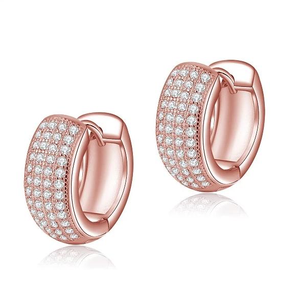 Rose Gold Crystal Huggie Hoop Earrings