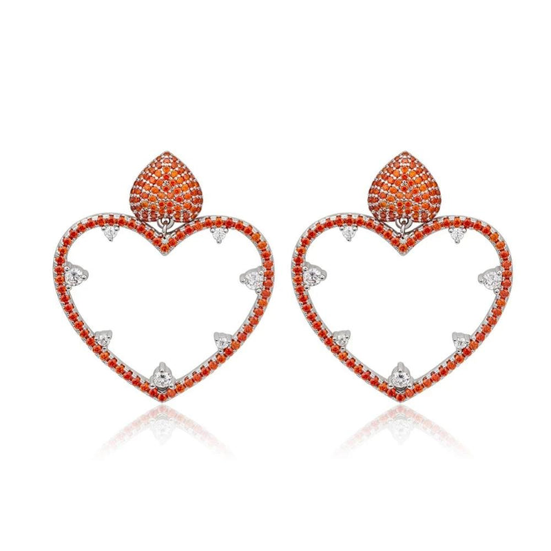 Multicolored Interlocking Heart Dangle Earrings